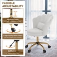 thumbnail image 4 of Hawsaiy Shell Back Home Office Chair with Lumbar Pillow, Modern Upholstered Desk Chair with Gold Metal Base, Swivel Adjustable Computer Chair for Home Office, White, 4 of 11