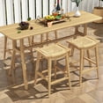 thumbnail image 6 of Costway 2 PCS 29" Teak Wood Bar Stool with Footrest & Saddle Seat Boho Bar Height Stool, 6 of 9