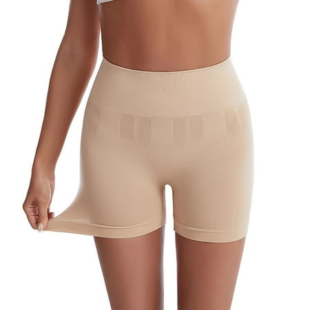 HUPOM Period Underwear For Women Silk Underwear For Women High waist Comfort Waist Solid Boxer Briefs Beige M