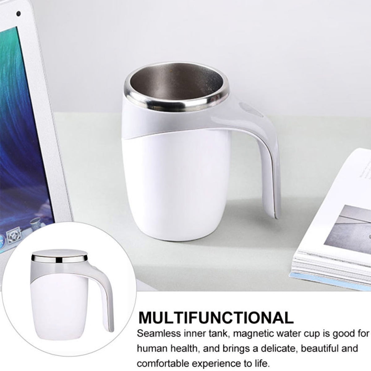 Self Stirring Mug, IPX6 Waterproof High Speed White Automatic Mixing Cup  For Liquid 