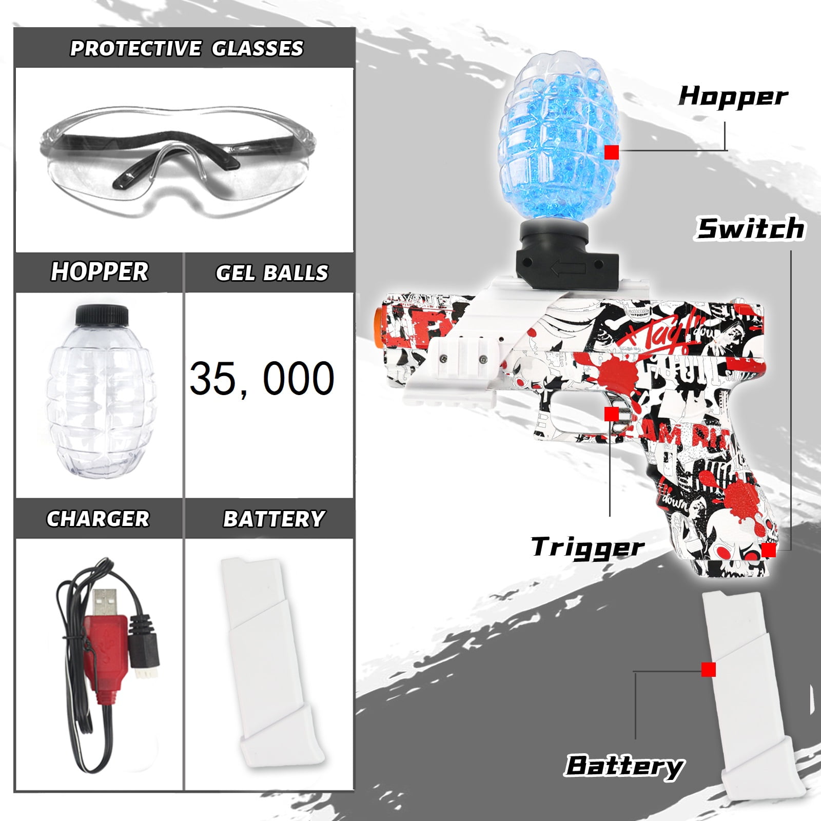 BIU BLASTER Gel Ball Blaster Splatter Blaster Highly Assembled Splat Blasters for Ages 14+ years