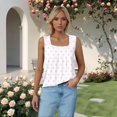 thumbnail image 2 of Women's Tank Tops Square Neck Pleated Front Camisole Tops for Women Polka Dot Print Loose Womens Summer Tops Casual Vacation S Light pink, 2 of 6