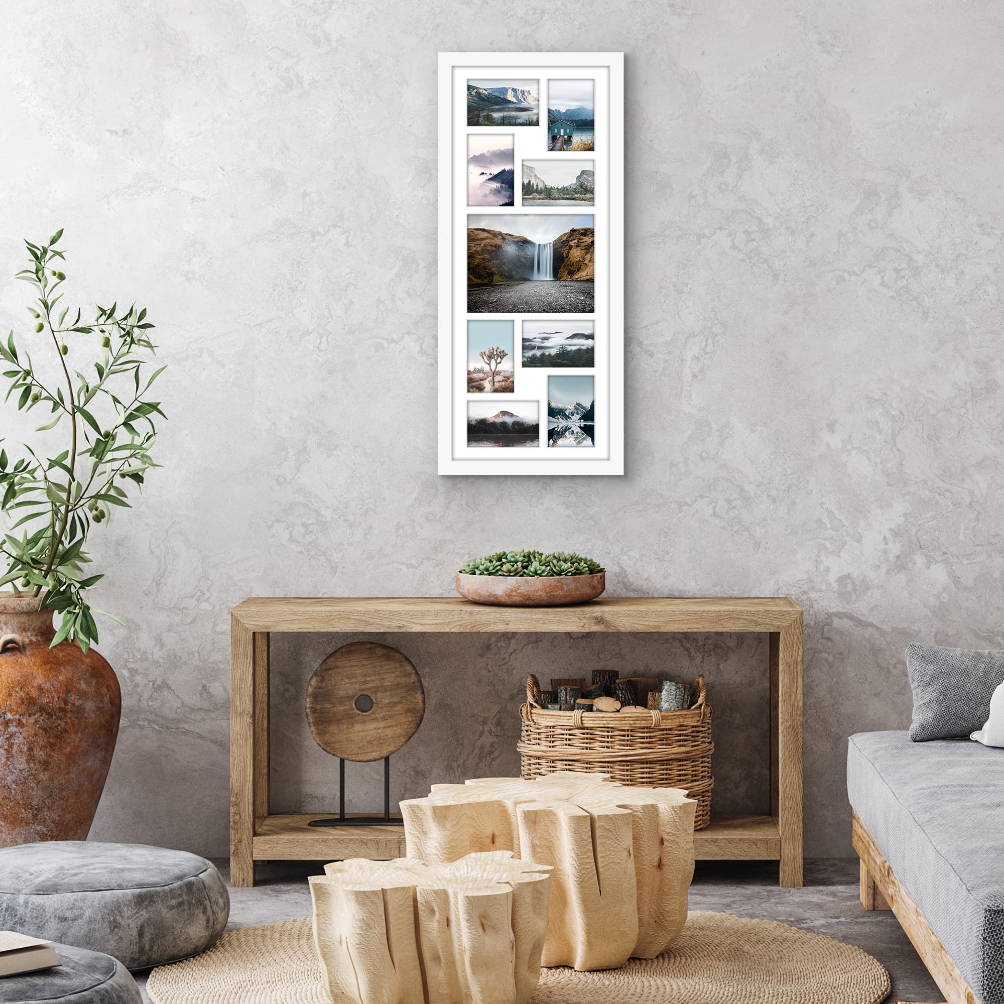 Americanflat 12x30 Picture Frame with Polished Plexiglass Collage Multi Frames Fit One Eight Photos - White