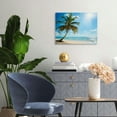 thumbnail image 3 of JRXY Canvas Wall Art Summer Ocean Waves Prints Coconut Trees Beach Seascape Painting Hawaii Sea Nature Pictures Framed for Living Room Home Office Wall Decor Artwork 16x12inch, 3 of 6
