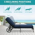 thumbnail image 4 of Villeston Outdoor Recliner, Cast Aluminum, with Wheels and Adjustable , Dark Blue Cushions, 4 of 7