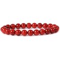 thumbnail image 1 of Bracelet Extensible en Perles Rondes de 8 mm en Corail Rouge Teint, Pierre Précieuse, 7 Pouces, 1 of 2
