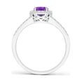 thumbnail image 2 of ANGARA Natural Oval Amethyst Split Shank Halo Ring in 14K White Gold for Women (Size-7x5mm) | February Birthstone, Birthday, Anniversary, Jewelry Gift for Women | Natural Amethyst Ring, 2 of 9