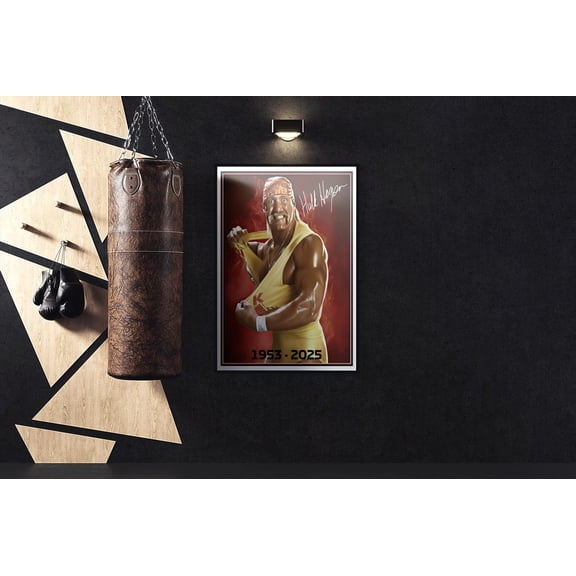 Hulk Hogan Signed WWE Posters, Iconic Muscle Hero Power Pose Artwork, Gym and Man Cave Decor Size 24x36 Unframed Poster