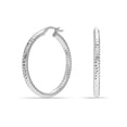 thumbnail image 6 of LeCalla 925 Sterling Silver Hoop Earrings for Women Diamond-Cut Classic Italian Design Earring Hoops for Women 30MM, 6 of 8