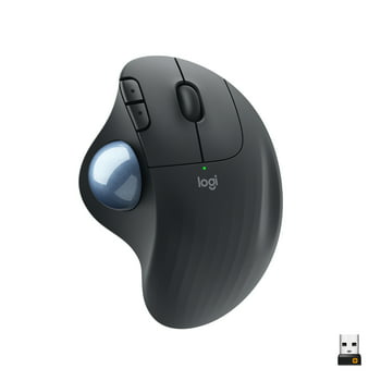 Logitech Ergonomic Wireless Trackball Mouse - Easy thumb control, precision and smooth tracking, ergonomic comfort design, for Windows, PC and Mac with Bluetooth and USB capabilities - Black