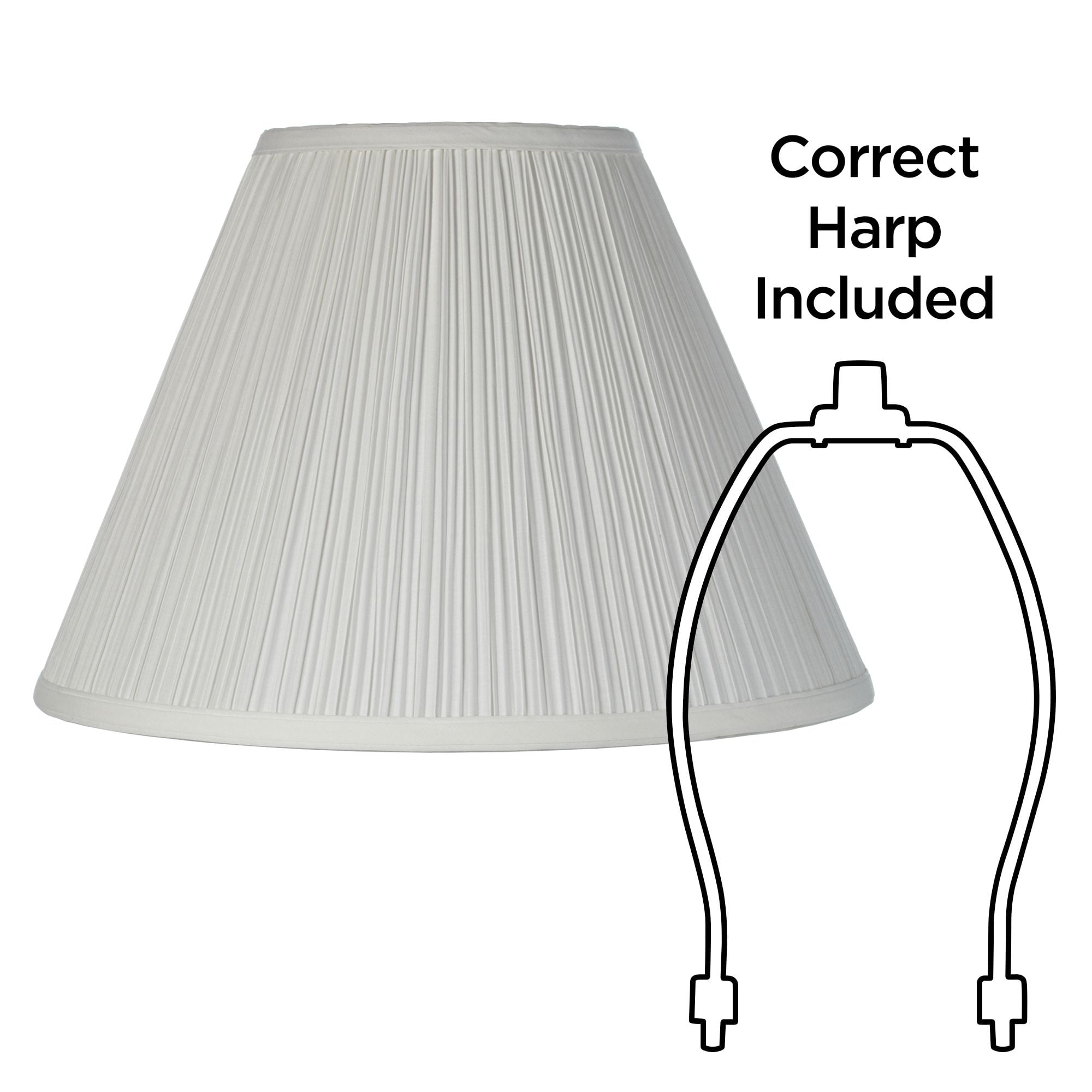 Springcrest 6 1/2" Top x 15" Bottom x 10 1/2" High x 11" Slant Lamp Shade Replacement Medium White Pleated Spider Harp Finial