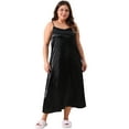 thumbnail image 3 of DARING DIVA Women's Plus Size V Neck Satin Sleeveless Nightgowns 1X Black, 3 of 6
