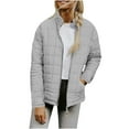 thumbnail image 2 of EOYWHK Womens Quilted Lightweight Jackets Full-zip Stand Collar Loose Warm Winter Outerwear with Pockets, 2 of 6