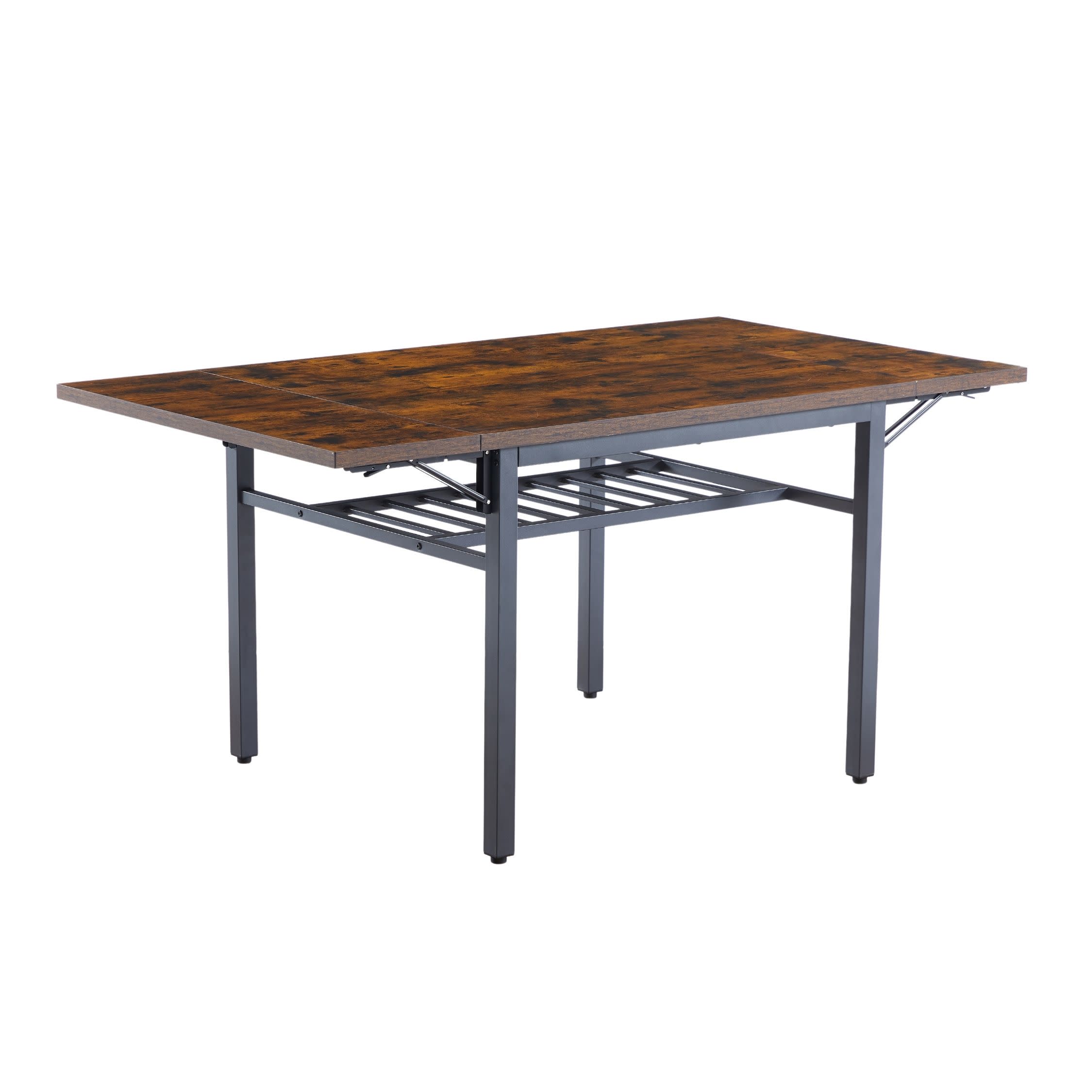 Noble House Folding Dining Table with Thick Top, Drop Leaf Extendable Design for Small Spaces, Rustic Brown