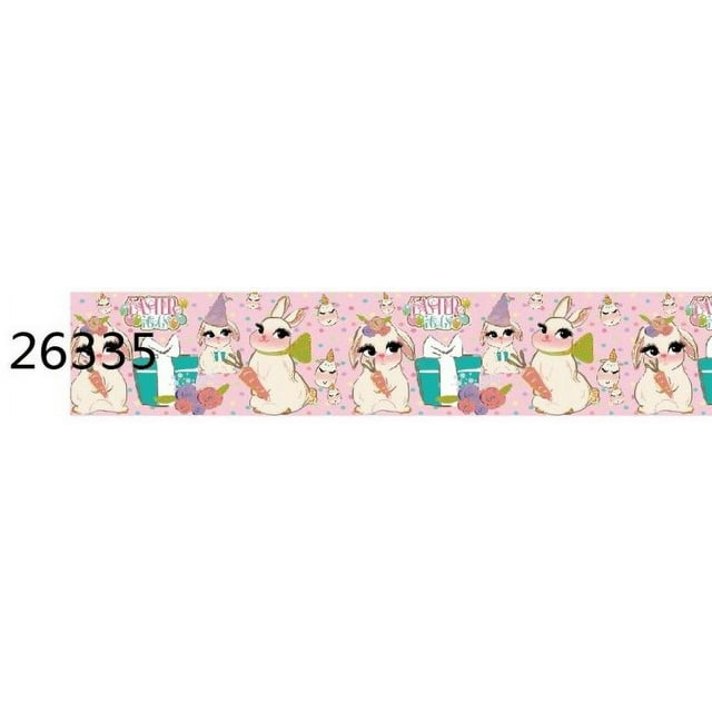 Rabbit Egg Character Printed Grosgrain Ribbon for Easter Day DIY Hairbows Gift Packing Craft Materials 10yards Jiayi