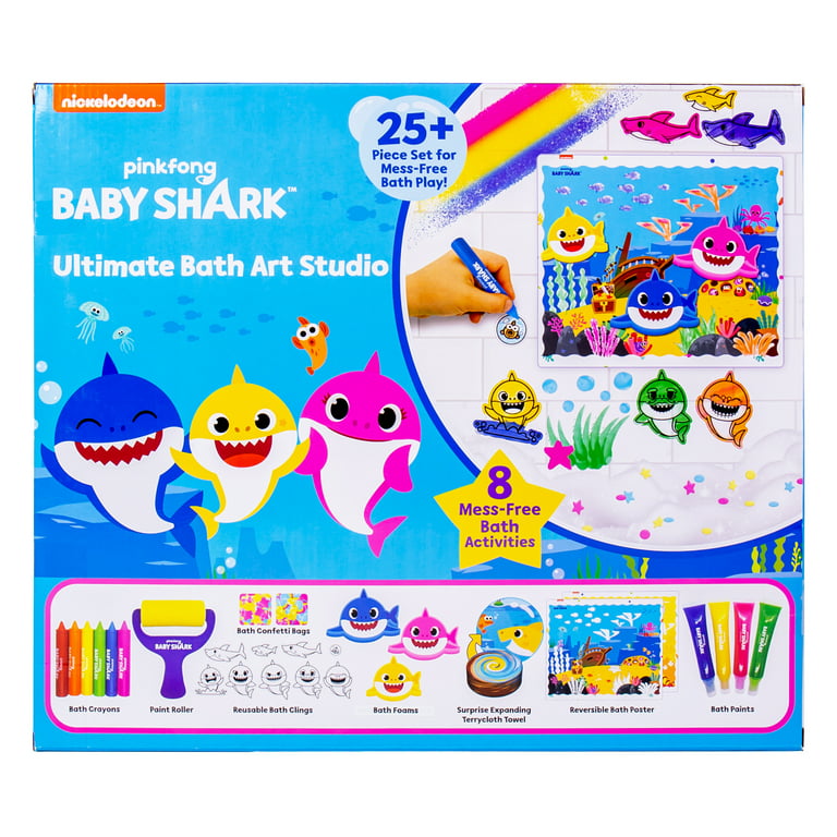 Baby Shark Bath Creations Washable Bath Paints! 3 Dissolvable Bath Stickers  NEW