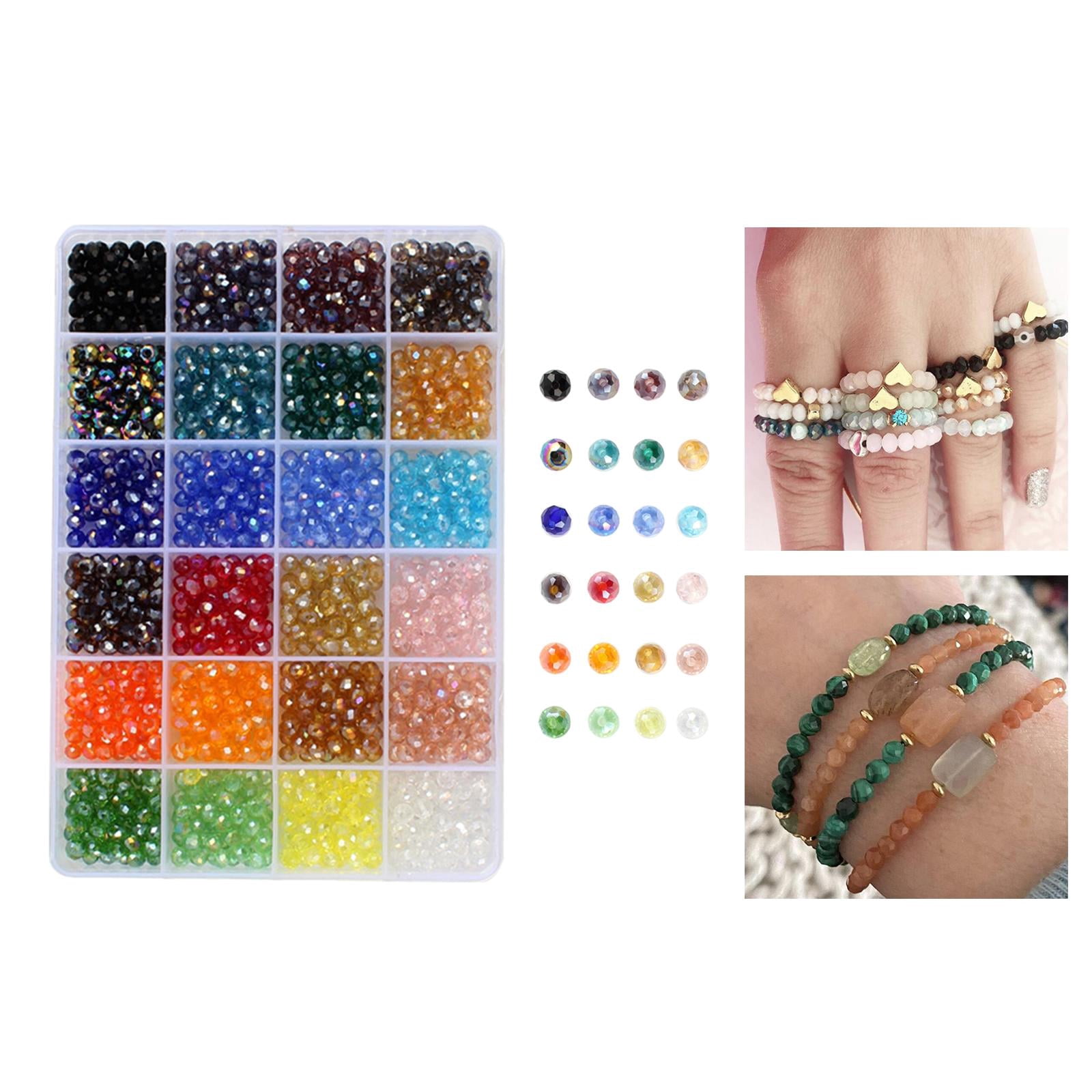 Milageto 1200PCS Glass Crytal Beads 6mm DIY Craft Round Beads Colorful Loose Spacer Beads