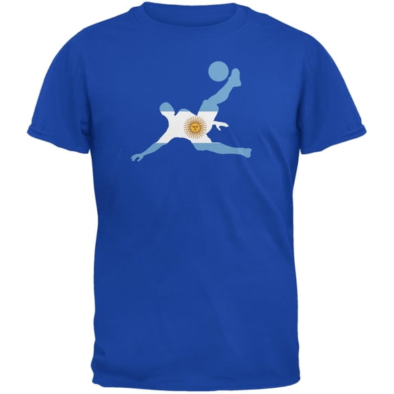 World Cup Argentina Soccer Kick Flag Silhouette Royal Adult T-Shirt - 2X-Large