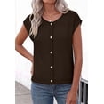 thumbnail image 5 of PRETTYGARDEN Womens Cap Short Sleeve Sweater Vest Spring Summer Lightweight Button Down Cardigans Trendy Loose Tops, 5 of 10