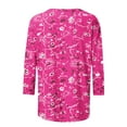 thumbnail image 5 of Teissuly Women's Fashion Printed T-shirt Mid-length 3/4 Sleeves Blouse Round Neck Casual Tops, 5 of 5