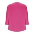 thumbnail image 6 of Women T-shirts Solid Color Round Neck 3/4 Sleeves Shirt Fall Winter Casual Loose Blouses Comfortable Lightweight Fashion Tunic Tops Cotton Tees Size S-3XL, 6 of 6