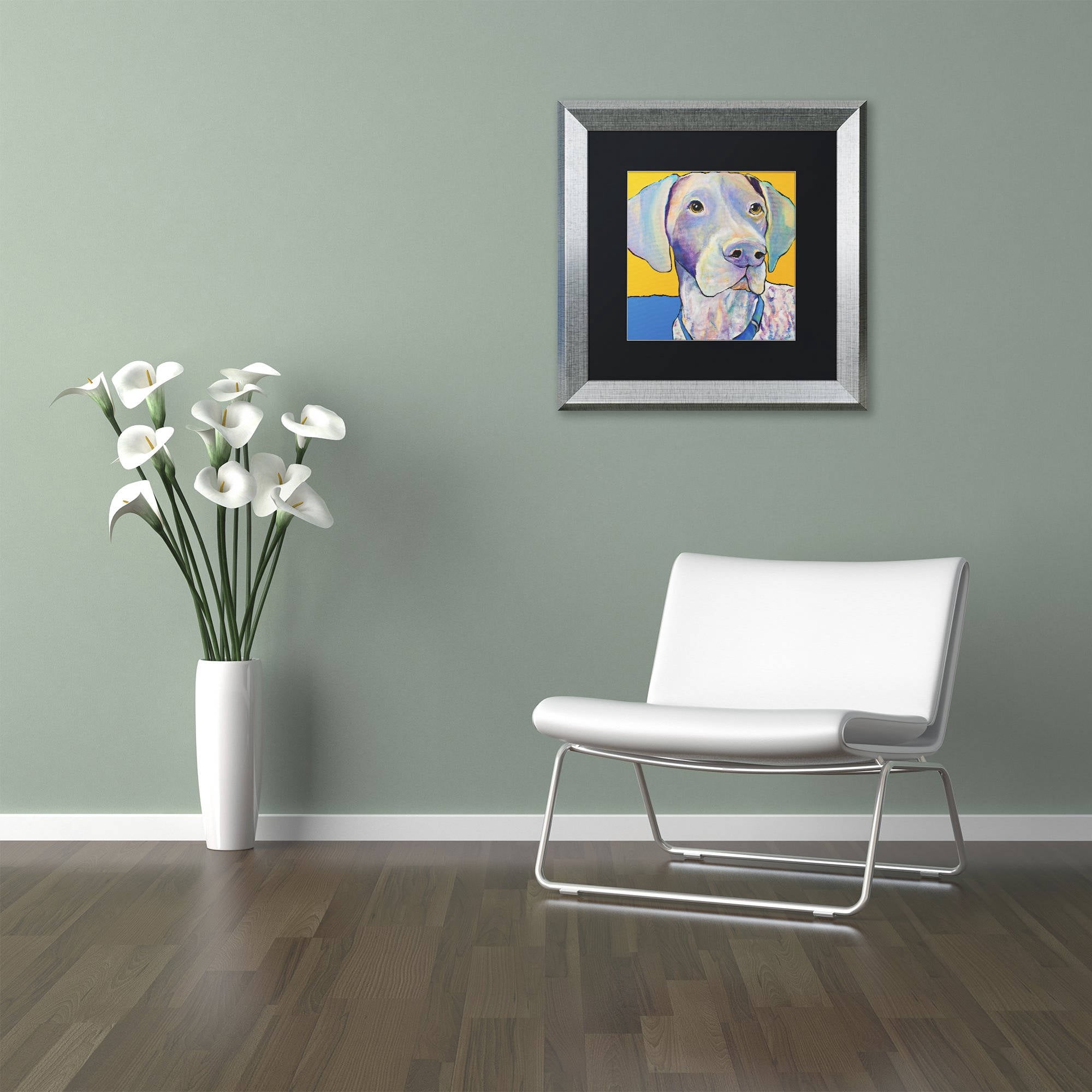 Trademark Fine Art "Blue" Canvas Art by Pat Saunders-White, Black Matte, Silver Frame