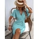 thumbnail image 4 of Vestido Informal de Verano para Mujer, de Corta y Cuello en V, para Vacaciones, Estilo Midi Cruzado con Efecto Piel de Serpiente. Cian M, 4 of 9