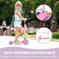 thumbnail image 5 of Meghna Kids Kick Scooter 3 LED Light-up Wheels with Music Anti-slip Deck Height Adjustable for 3-6 Years Old Toddler Boys Girls Pink, 5 of 6
