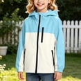 thumbnail image 6 of HAOTAGS Boys and Girls Waterproof Rain Jacket Lightweight Windbreaker Outerwear for Kids – Breathable, Packable Raincoat for Outdoor Use Light Blue Size 7, 6 of 8