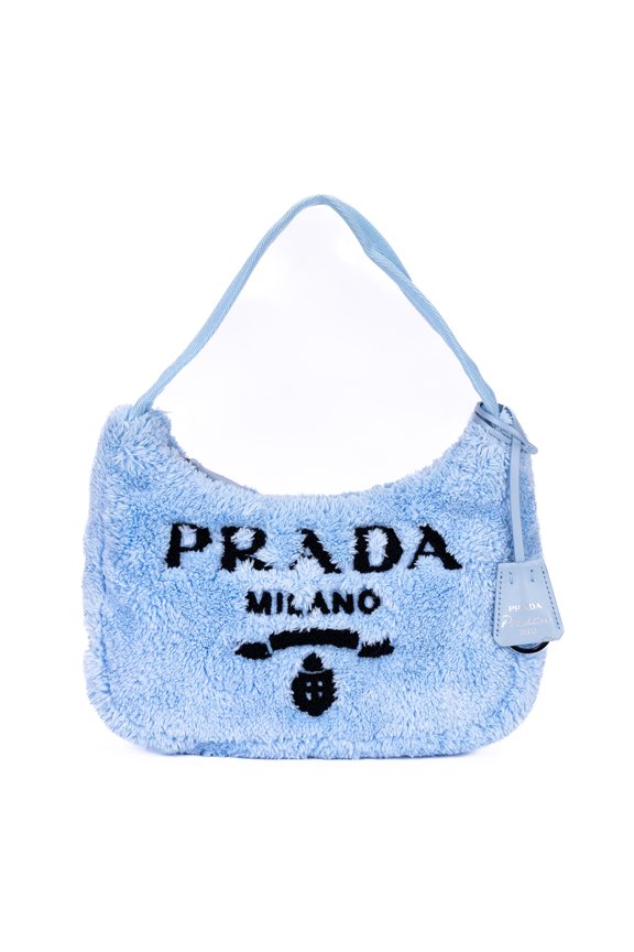 Pre-Owned Prada Blue Re-Edition 2000 Terry Cloth Hobo Mini Handbag Terry Cloth