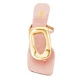 thumbnail image 2 of FSJ Women Chic Square Open Toe Flip Flops Slip On Gold Detail Kitten Low Heel Thong Sandals Casual Summer Beach Party Shoes Size 6 Pink, 2 of 4