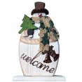 thumbnail image 5 of Rustic Mini Wood Standing Snowman & Santa Claus Figurines Christmas Ornament Tabletop Mantle Centerpiece Decoration Wood Antique Snowmen Santa Happy Christmas Winter Decor 9.75" H, 5 of 7
