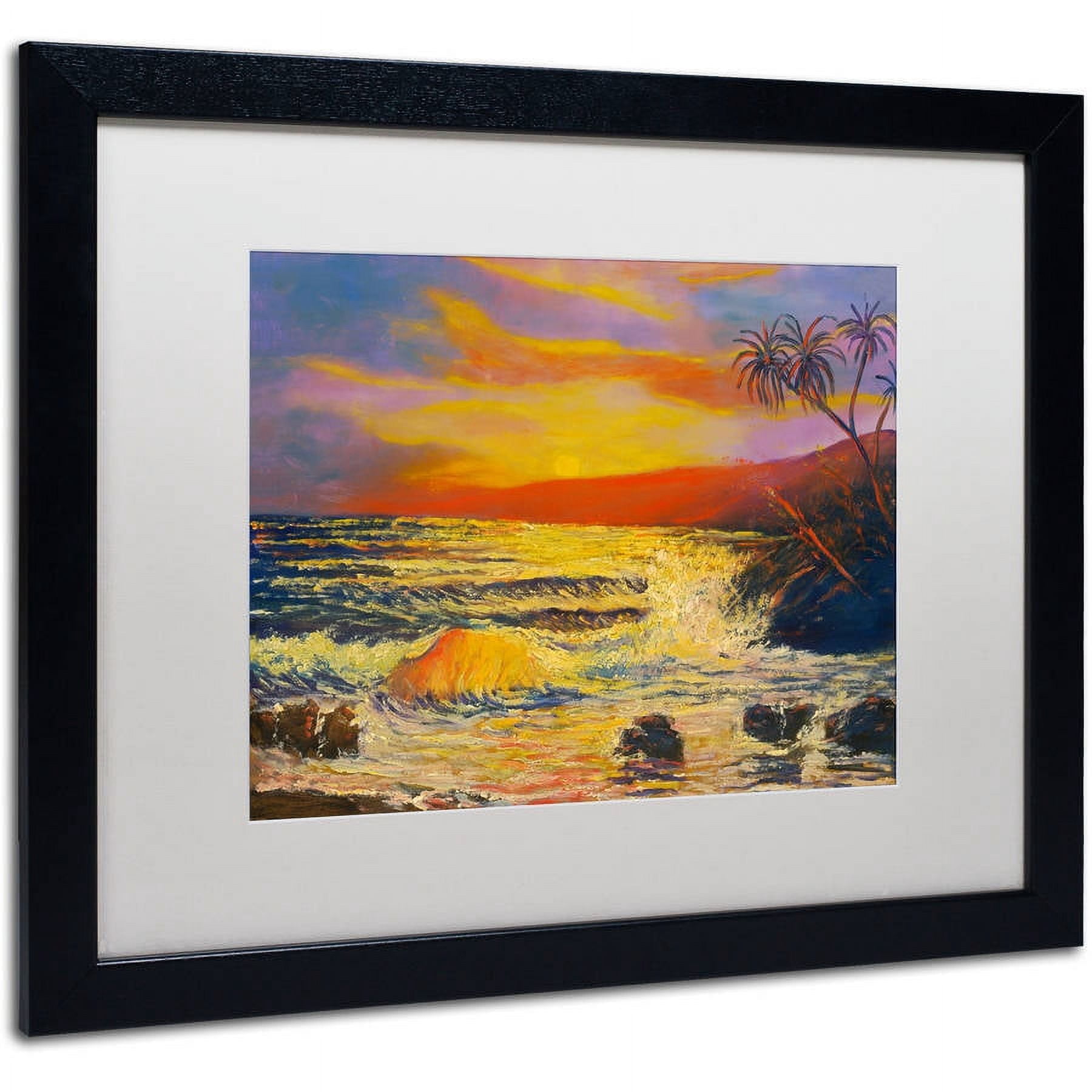 Trademark Fine Art "Maui Sunset" Canvas Art by Manor Shadian, White Matte, Black Frame