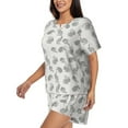 thumbnail image 2 of Naloa Hand Drawn Squirrel Women's Short-Sleeved Pajama Set, Loungewear, Summer pajamas, Breathable Cozy - Medium, 2 of 9