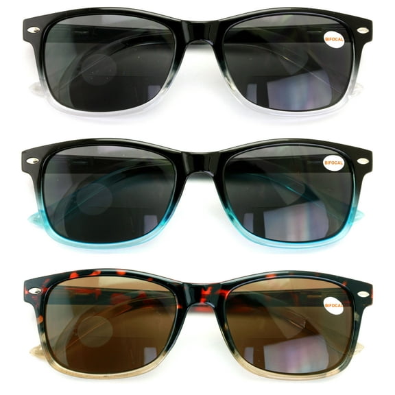 3 Pair Bifocal Sunglasses Readers For Men Women - Outdoor Bi-focal Reading Glasses