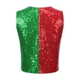 thumbnail image 2 of YONGHS Kids Boys Christmas Costume Color Block Sequin Vest Stage Show Waistcoat 4-14 Red&Green 14, 2 of 7