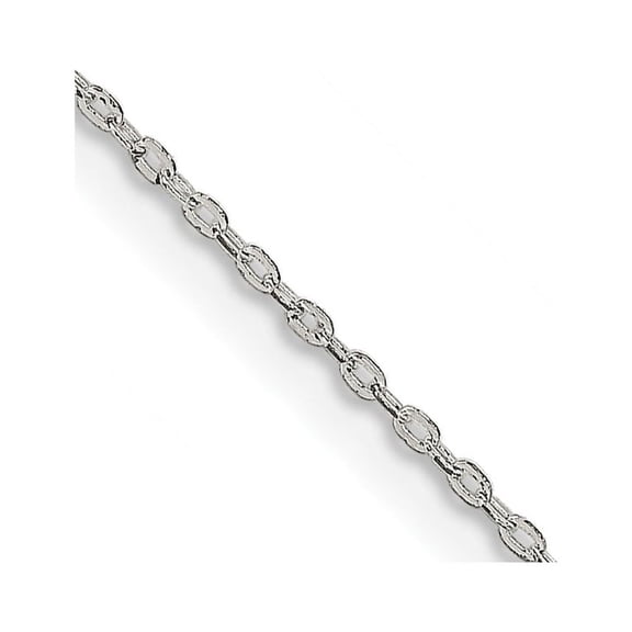 Diamond2Deal 925 Sterling Silver .5mm Flat Link Cable Chain Necklace for Women 24"