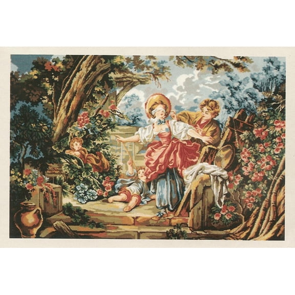 "Game of Hide" Printed Canvas for Needlepoint Tapestry Gobelin Embroidery Diamant Gobelin L 12462