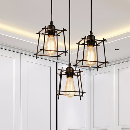 3 Lights Black Pendant Light Modern Dining Room Light Fixture Industrial Metal Pendant Light for Farmhouse Living Room Entryway Kitchen