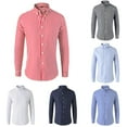 thumbnail image 5 of Mens Long Sleeve Button Shirt Casual Striped Baggy Tops Casual Lapel Shirt, 5 of 8