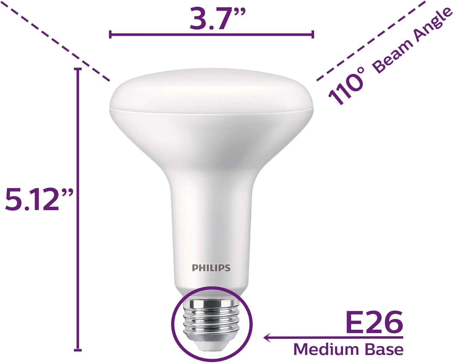 Philips LED Indoor Flood Light Bulb BR30 Dimmable, 1400 Lumens, 100W Equivalent, Daylight, 4-Pack
