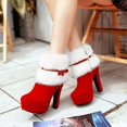thumbnail image 2 of Bottes d'Hiver pour Femmes Bottines de Noël Talons Hauts Chaussures pour Dames Bottes Courtes Chaudes Rouges Noires Grande Taille 35-43, 2 of 2