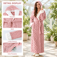 Fuzzy Red Robe Pink Medium Women's Long Maxi Cozy Plush Fleece Hooded Bath Robe ...