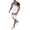 thumbnail image 1 of Mens Spring Summer Leisure Mens Suit Separates Sports Breathable Absorbing Stitching Graduation Suits Printed Short Sleeve Shorts Trouser Suit Two Piece Set, 1 of 6