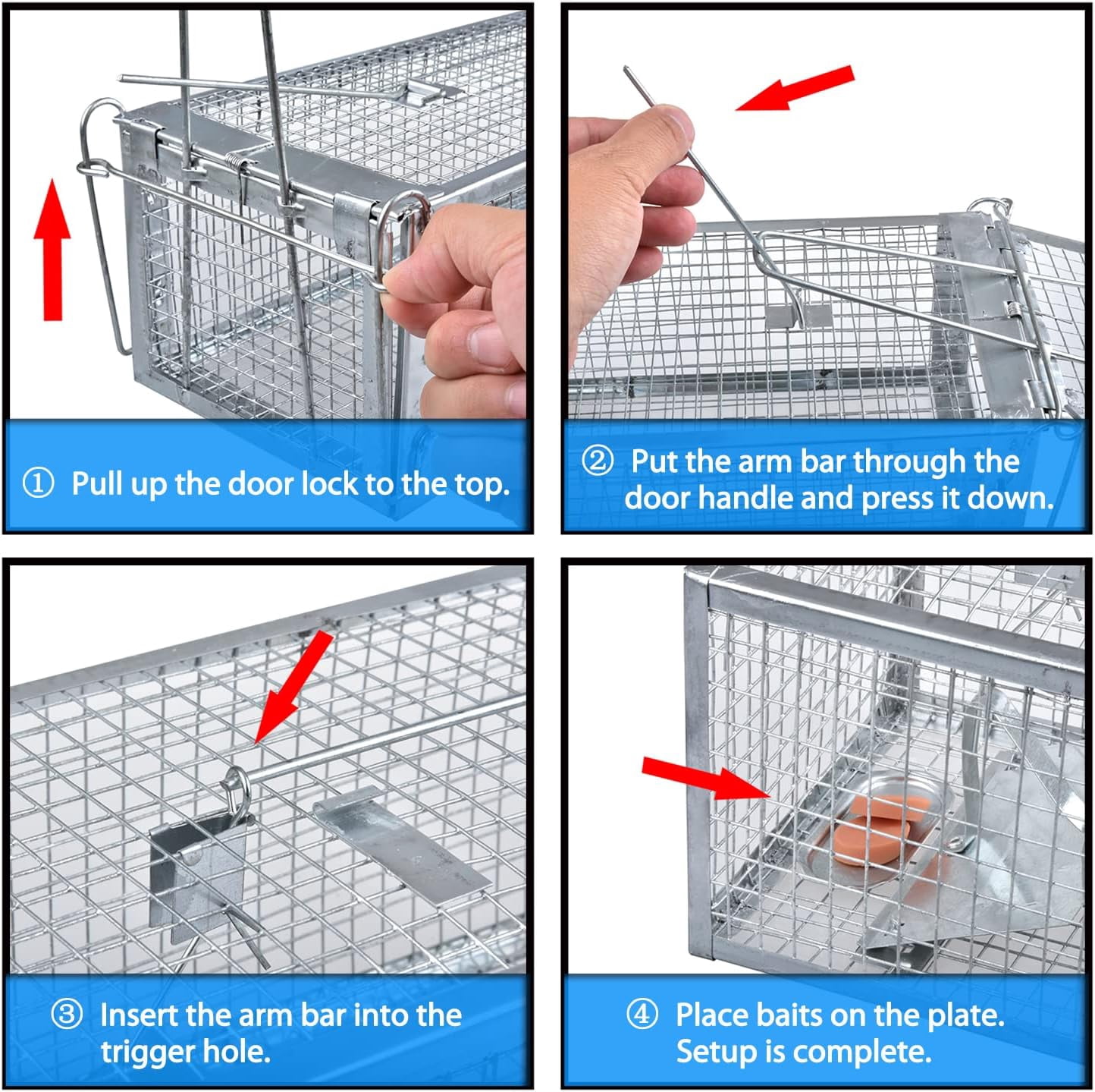 2-Pack Rat Traps Humane Live Mouse Vole Chipmunk Trap Cage for Indoors and Outdoors (Black)