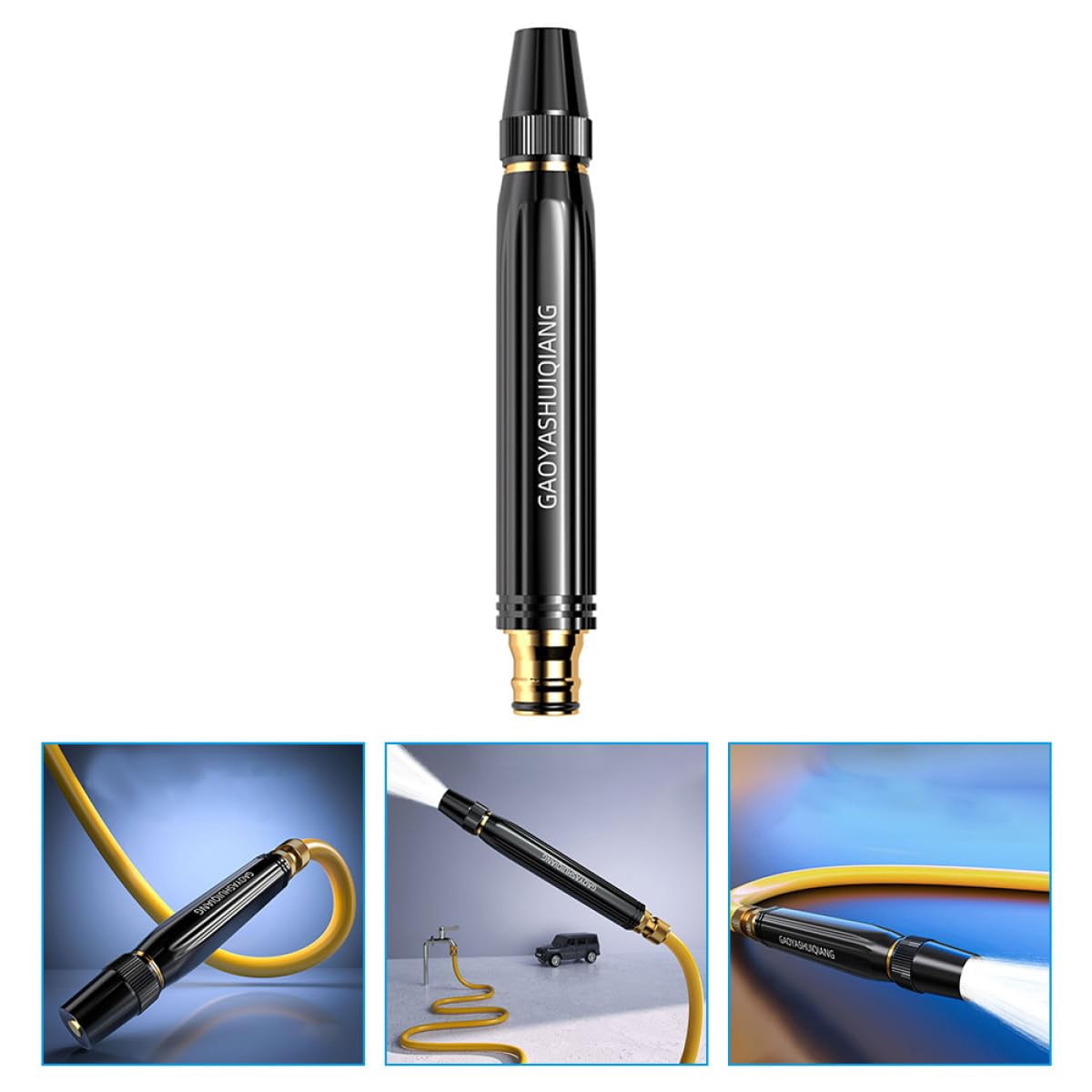 High Pressure Power Washer Nozzle with Metal Connector Set, Garden Hose Sprayer for Car Washing & Outdoor Cleaning, Sturdy Watering & Pressure Cleaning Accessory (3PCS)