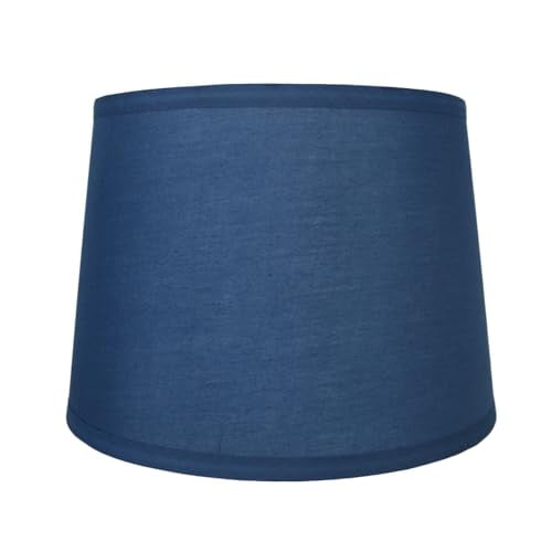Urbanest French Drum Lampshade, Cotton, 10-inch by 12-inch by 8 1/2-inch, Navy Blue, Spider Washer Fitter