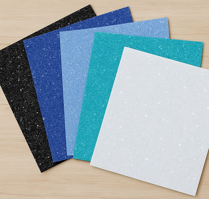 Roobee By Mara-mi Glitter Paper Pad, 12" x 12", 200 GSM, Blue Oasis Assorted Colors, 10 Sheets