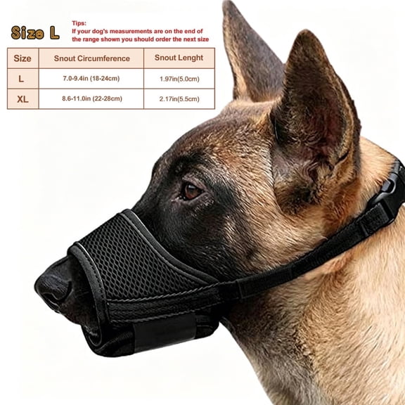 Urieessian Dog Muzzle, Soft Nylon Muzzle Anti Biting Barking Chewing, Air Mesh Breathable Drinkable Adjustable Loop Pets Muzzle for Medium Large Dogs, Black L