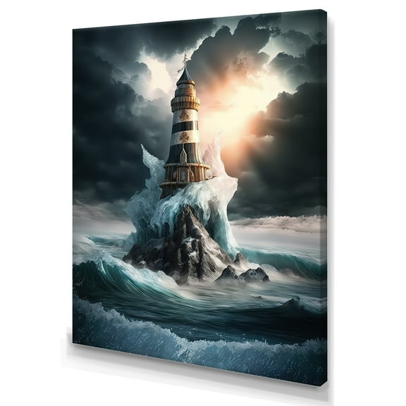 Designart Fantasy Lighthouse In The Arctic Ocean III Canvas Wall Art
